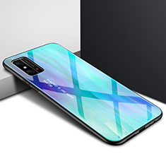 Silikon Schutzhülle Rahmen Tasche Hülle Spiegel Farbverlauf Regenbogen für Huawei Honor X10 Max 5G Cyan