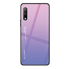 Silikon Schutzhülle Rahmen Tasche Hülle Spiegel Farbverlauf Regenbogen für Huawei Y9 Prime (2019) Rosa