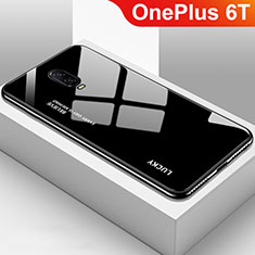 Silikon Schutzhülle Rahmen Tasche Hülle Spiegel Farbverlauf Regenbogen für OnePlus 6T Schwarz