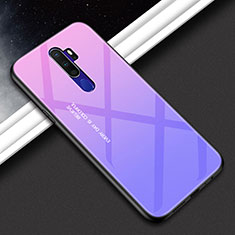 Silikon Schutzhülle Rahmen Tasche Hülle Spiegel Farbverlauf Regenbogen für Oppo A11X Violett