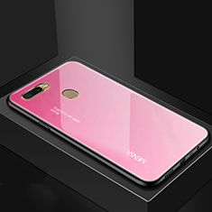 Silikon Schutzhülle Rahmen Tasche Hülle Spiegel Farbverlauf Regenbogen für Oppo A7 Rosegold