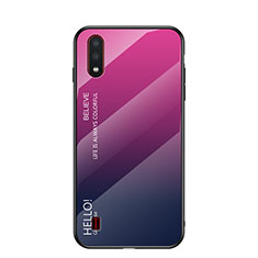 Silikon Schutzhülle Rahmen Tasche Hülle Spiegel Farbverlauf Regenbogen für Samsung Galaxy A01 SM-A015 Pink