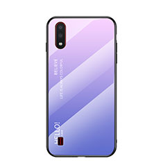 Silikon Schutzhülle Rahmen Tasche Hülle Spiegel Farbverlauf Regenbogen für Samsung Galaxy A01 SM-A015 Violett