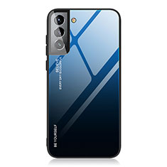 Silikon Schutzhülle Rahmen Tasche Hülle Spiegel Farbverlauf Regenbogen für Samsung Galaxy S22 Plus 5G Blau
