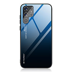Silikon Schutzhülle Rahmen Tasche Hülle Spiegel Farbverlauf Regenbogen für Samsung Galaxy S22 Ultra 5G Blau