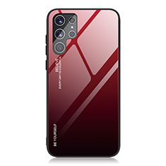 Silikon Schutzhülle Rahmen Tasche Hülle Spiegel Farbverlauf Regenbogen für Samsung Galaxy S22 Ultra 5G Rot