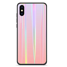 Silikon Schutzhülle Rahmen Tasche Hülle Spiegel Farbverlauf Regenbogen für Xiaomi Mi 8 Explorer Rosa