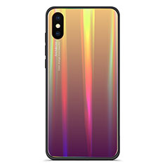 Silikon Schutzhülle Rahmen Tasche Hülle Spiegel Farbverlauf Regenbogen für Xiaomi Mi 8 Pro Global Version Plusfarbig