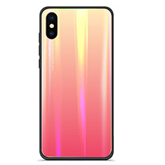 Silikon Schutzhülle Rahmen Tasche Hülle Spiegel Farbverlauf Regenbogen für Xiaomi Mi 8 Pro Global Version Rot