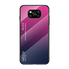 Silikon Schutzhülle Rahmen Tasche Hülle Spiegel Farbverlauf Regenbogen für Xiaomi Poco X3 Pink