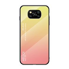 Silikon Schutzhülle Rahmen Tasche Hülle Spiegel Farbverlauf Regenbogen für Xiaomi Poco X3 Pro Gelb