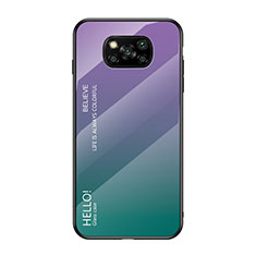 Silikon Schutzhülle Rahmen Tasche Hülle Spiegel Farbverlauf Regenbogen für Xiaomi Poco X3 Pro Violett