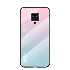 Silikon Schutzhülle Rahmen Tasche Hülle Spiegel Farbverlauf Regenbogen für Xiaomi Redmi Note 9 Pro Max Cyan