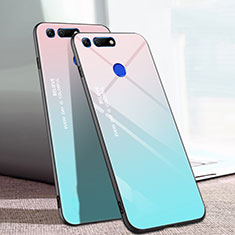 Silikon Schutzhülle Rahmen Tasche Hülle Spiegel Farbverlauf Regenbogen H01 für Huawei Honor V20 Cyan