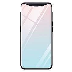 Silikon Schutzhülle Rahmen Tasche Hülle Spiegel Farbverlauf Regenbogen H01 für Oppo Find X Super Flash Edition Cyan