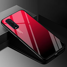 Silikon Schutzhülle Rahmen Tasche Hülle Spiegel Farbverlauf Regenbogen H01 für Oppo Find X2 Rot und Schwarz