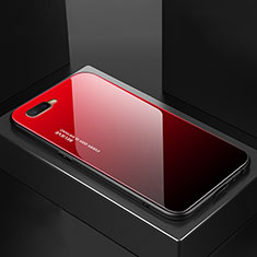 Silikon Schutzhülle Rahmen Tasche Hülle Spiegel Farbverlauf Regenbogen H01 für Oppo R17 Neo Rot