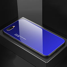 Silikon Schutzhülle Rahmen Tasche Hülle Spiegel Farbverlauf Regenbogen H01 für Oppo RX17 Neo Blau