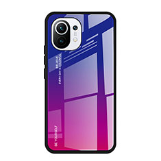 Silikon Schutzhülle Rahmen Tasche Hülle Spiegel Farbverlauf Regenbogen H01 für Xiaomi Mi 11 5G Pink