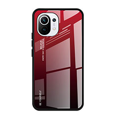 Silikon Schutzhülle Rahmen Tasche Hülle Spiegel Farbverlauf Regenbogen H01 für Xiaomi Mi 11 Lite 5G NE Rot