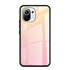 Silikon Schutzhülle Rahmen Tasche Hülle Spiegel Farbverlauf Regenbogen H01 für Xiaomi Mi 11 Lite 5G Rosa