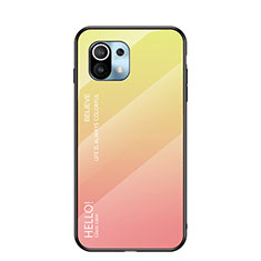 Silikon Schutzhülle Rahmen Tasche Hülle Spiegel Farbverlauf Regenbogen H02 für Xiaomi Mi 11 Lite 4G Gelb