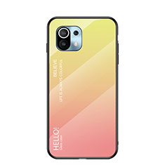 Silikon Schutzhülle Rahmen Tasche Hülle Spiegel Farbverlauf Regenbogen H02 für Xiaomi Mi 11 Lite 5G Gelb