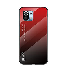Silikon Schutzhülle Rahmen Tasche Hülle Spiegel Farbverlauf Regenbogen H02 für Xiaomi Mi 11 Lite 5G NE Rot
