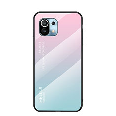 Silikon Schutzhülle Rahmen Tasche Hülle Spiegel Farbverlauf Regenbogen H02 für Xiaomi Mi 11 Lite 5G Rosa