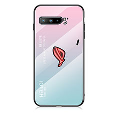 Silikon Schutzhülle Rahmen Tasche Hülle Spiegel Farbverlauf Regenbogen LS1 für Asus ROG Phone 3 Cyan