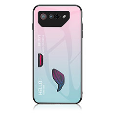 Silikon Schutzhülle Rahmen Tasche Hülle Spiegel Farbverlauf Regenbogen LS1 für Asus ROG Phone 7 Cyan