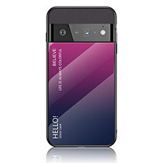 Silikon Schutzhülle Rahmen Tasche Hülle Spiegel Farbverlauf Regenbogen LS1 für Google Pixel 6 Pro 5G Pink