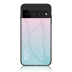 Silikon Schutzhülle Rahmen Tasche Hülle Spiegel Farbverlauf Regenbogen LS1 für Google Pixel 7 Pro 5G Cyan