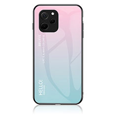 Silikon Schutzhülle Rahmen Tasche Hülle Spiegel Farbverlauf Regenbogen LS1 für Huawei Enjoy 50z Cyan