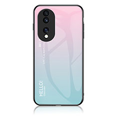 Silikon Schutzhülle Rahmen Tasche Hülle Spiegel Farbverlauf Regenbogen LS1 für Huawei Honor 70 5G Cyan