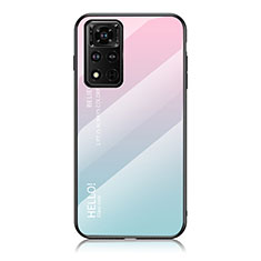 Silikon Schutzhülle Rahmen Tasche Hülle Spiegel Farbverlauf Regenbogen LS1 für Huawei Honor V40 5G Cyan