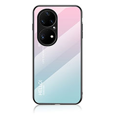 Silikon Schutzhülle Rahmen Tasche Hülle Spiegel Farbverlauf Regenbogen LS1 für Huawei P50 Pro Cyan