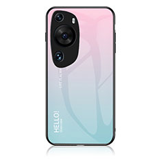 Silikon Schutzhülle Rahmen Tasche Hülle Spiegel Farbverlauf Regenbogen LS1 für Huawei P60 Art Cyan