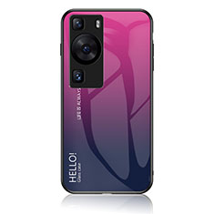 Silikon Schutzhülle Rahmen Tasche Hülle Spiegel Farbverlauf Regenbogen LS1 für Huawei P60 Pro Pink