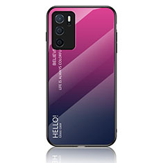 Silikon Schutzhülle Rahmen Tasche Hülle Spiegel Farbverlauf Regenbogen LS1 für Oppo A16 Pink