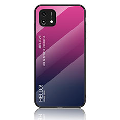 Silikon Schutzhülle Rahmen Tasche Hülle Spiegel Farbverlauf Regenbogen LS1 für Oppo A16K Pink