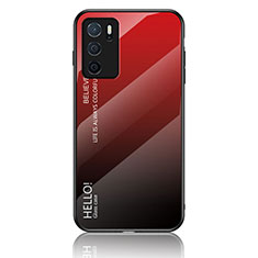 Silikon Schutzhülle Rahmen Tasche Hülle Spiegel Farbverlauf Regenbogen LS1 für Oppo A54s Rot