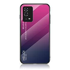 Silikon Schutzhülle Rahmen Tasche Hülle Spiegel Farbverlauf Regenbogen LS1 für Oppo A55 4G Pink