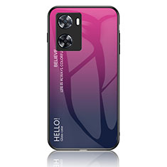 Silikon Schutzhülle Rahmen Tasche Hülle Spiegel Farbverlauf Regenbogen LS1 für Oppo A57e Pink