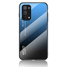 Silikon Schutzhülle Rahmen Tasche Hülle Spiegel Farbverlauf Regenbogen LS1 für Oppo A74 4G Blau
