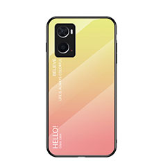 Silikon Schutzhülle Rahmen Tasche Hülle Spiegel Farbverlauf Regenbogen LS1 für Oppo A76 Gelb