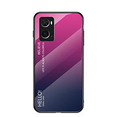 Silikon Schutzhülle Rahmen Tasche Hülle Spiegel Farbverlauf Regenbogen LS1 für Oppo A76 Pink