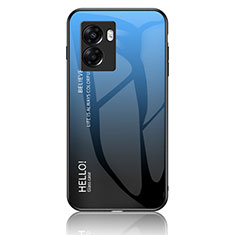 Silikon Schutzhülle Rahmen Tasche Hülle Spiegel Farbverlauf Regenbogen LS1 für Oppo A77 5G Blau