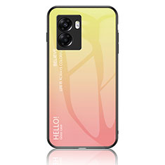 Silikon Schutzhülle Rahmen Tasche Hülle Spiegel Farbverlauf Regenbogen LS1 für Oppo A77 5G Gelb