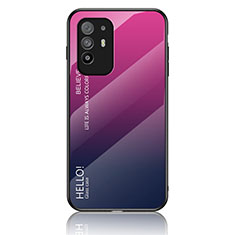 Silikon Schutzhülle Rahmen Tasche Hülle Spiegel Farbverlauf Regenbogen LS1 für Oppo A94 5G Pink